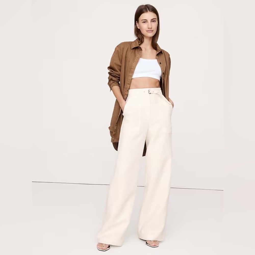 NWT! Banana Republic High-Rise Wide-Leg Studio Pant - 0 Petite